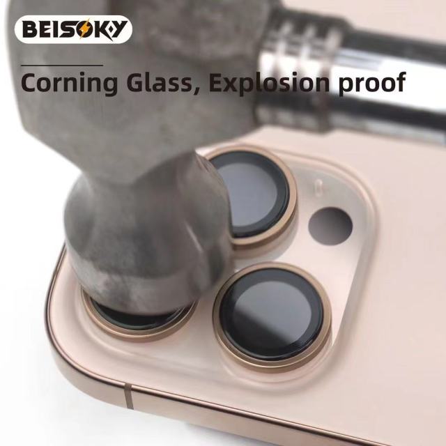 BEISOKY Anti Scratch Easy to Install Sapphire Crystal Camera Lens Protector PVD Camera Lens Glass for iPhone 16 15 14 13 PRO MAX