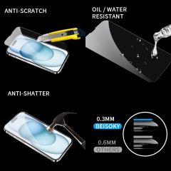 BEISOKY 0.3MM,2.5D Glass 9H High Clear Tempered Glass Screen Protector for iPhone 11 12 13 14 15 16 Pro Max