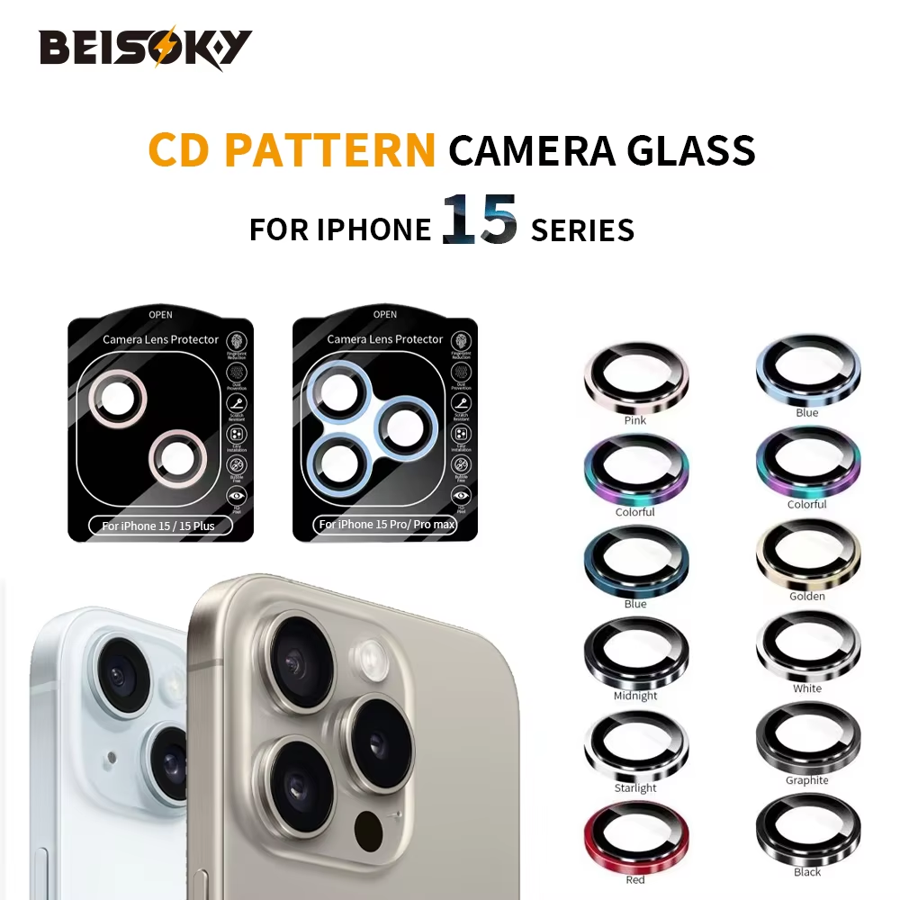 BEISOKY Easy Install Kit CD Pattern Eagle Eye Lens Protector Camera Lens Protector Metal Camera Lens Protector for iPhone 13 14 15 Pro Max