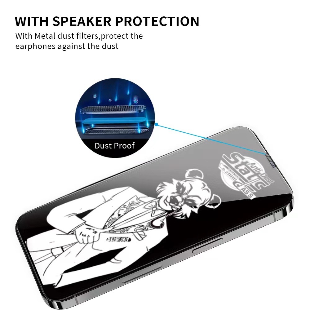 BEISOKY High Quality Anti Static 0.2mm Ultra-thin with Dust Filters Tempered Glass Screen Protector for iphone 16 15 14 13 12 11 Pro Max