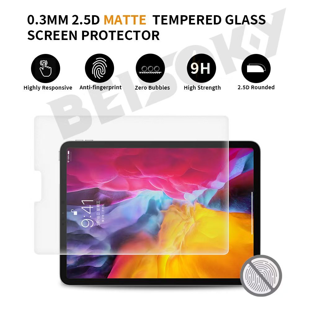 BEISOKY 9H Premium Anti Glare Screen Guard Film 2.5d Matte AG Tablet Tempered Glass Screen Protector for Ipad 10.2 Inch