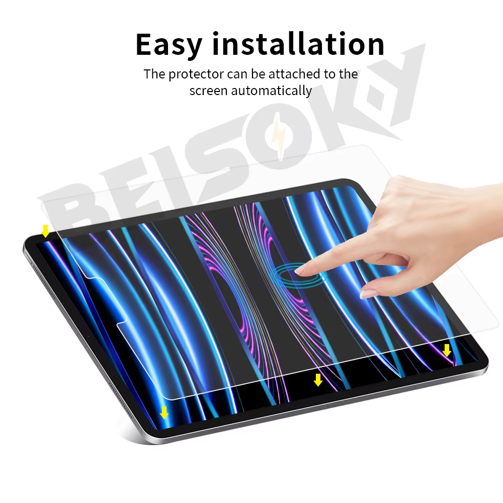 BEISOKY High Transparent 9h Hardness 0.3mm 2.5d Tablet Tempered Glass Screen Protector for iPad Pro11 12.9 2024
