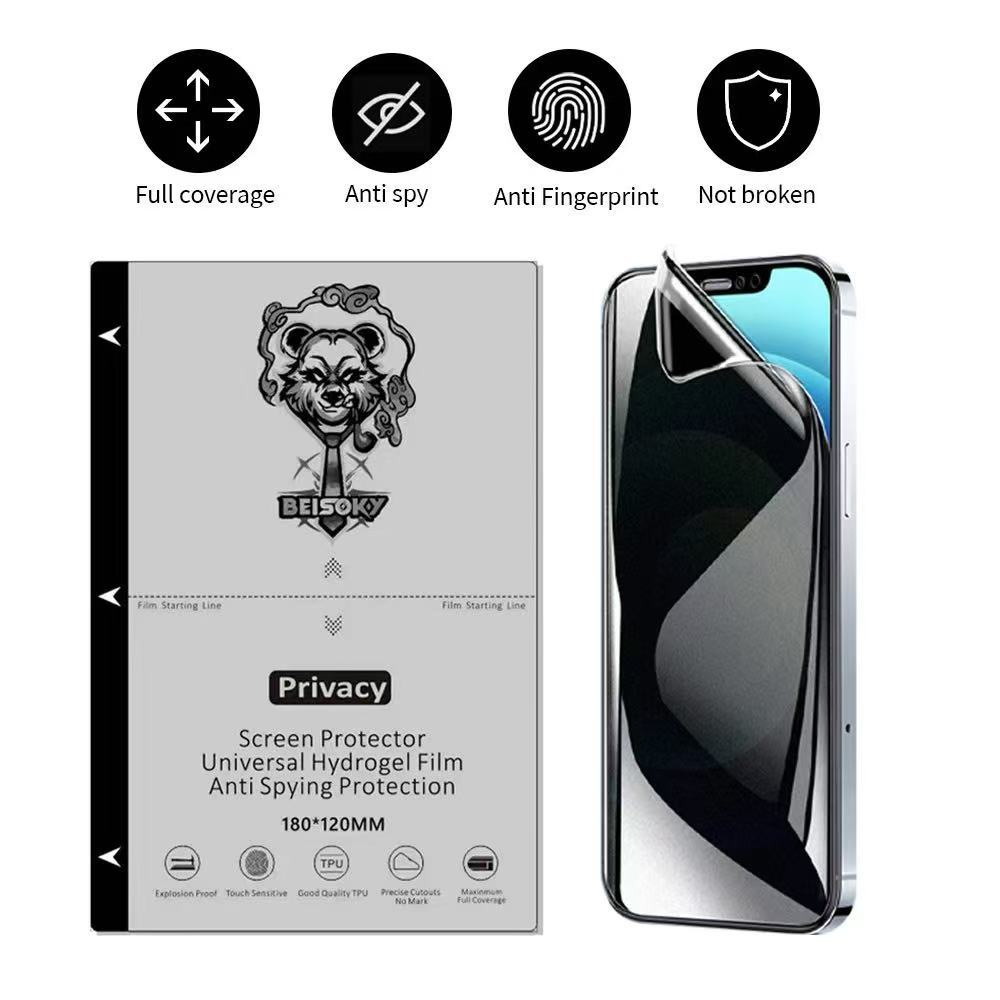 BEISOKY Factory Supply TPU Privacy Mobile Phone Screen Protector 120x180mm Sheet Anti Spy Film Sheet for Cutting Machine