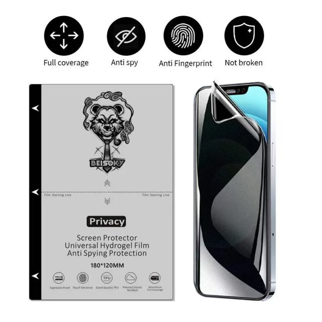 BEISOKY Factory Supply TPU Privacy Mobile Phone Screen Protector 120x180mm Sheet Anti Spy Film Sheet for Cutting Machine