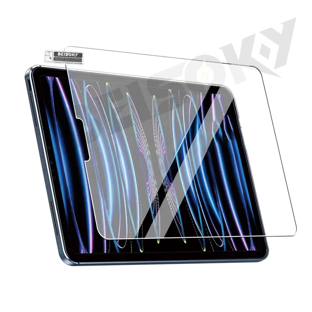 BEISOKY High Transparent 9h Hardness 0.3mm 2.5d Tablet Tempered Glass Screen Protector for iPad Pro11 12.9 2024