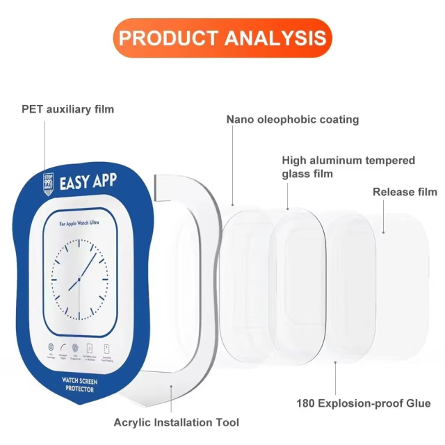 BEISOKY Easy Install Tempered Glass for apple Watch ultra 49mm
