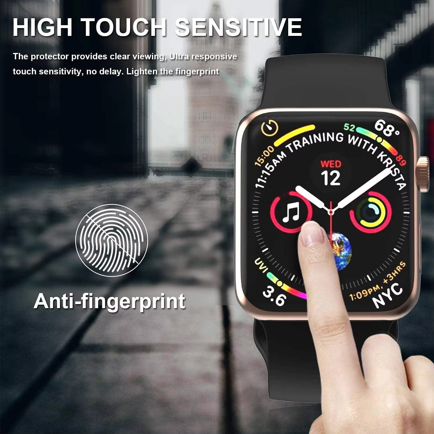 BEISOKY 3D Bubble Free Smart Watch Glass Screen Protector