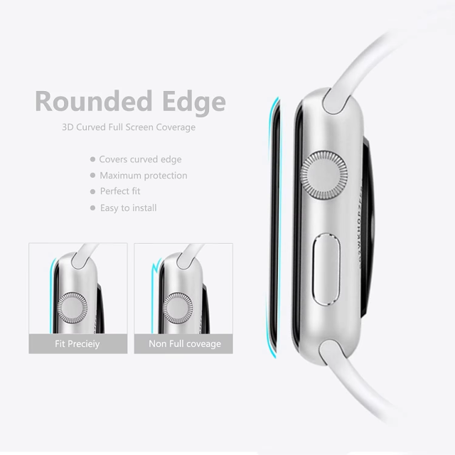 BEISOKY 3D Bubble Free Smart Watch Glass Screen Protector