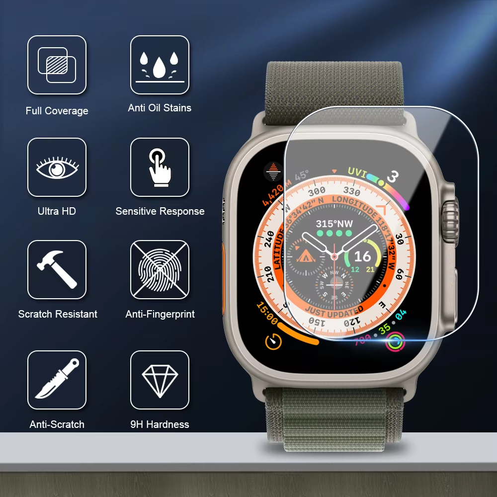 BEISOKY Easy Install Tempered Glass for apple Watch ultra 49mm