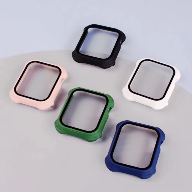 BEISOKY Waterproof PC Matte Watch case with Tempered Glass Protective Film for Apple Watch