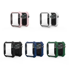 BEISOKY Waterproof PC Matte Watch case with Tempered Glass Protective Film for Apple Watch