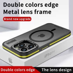 Wlons Shockproof Double Colors Edge Metal Lens Frame Phone Cover