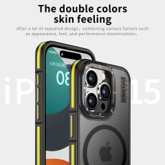 Wlons Shockproof Double Colors Edge Metal Lens Frame Phone Cover