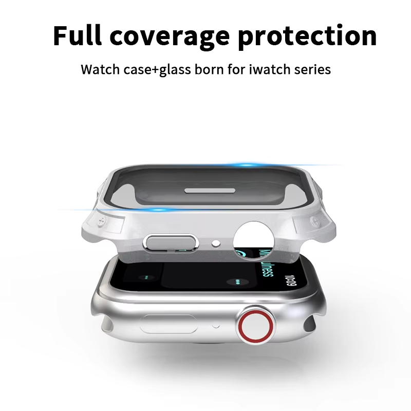 BEISOKY Tempered Film With Case Smart Watch Glass Screen Protector for Apple watch 10 41Mm 42mm 44mm 46mm 45Mm
