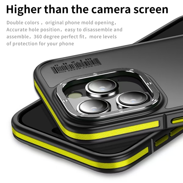Wlons Shockproof Double Colors Edge Metal Lens Frame Phone Cover