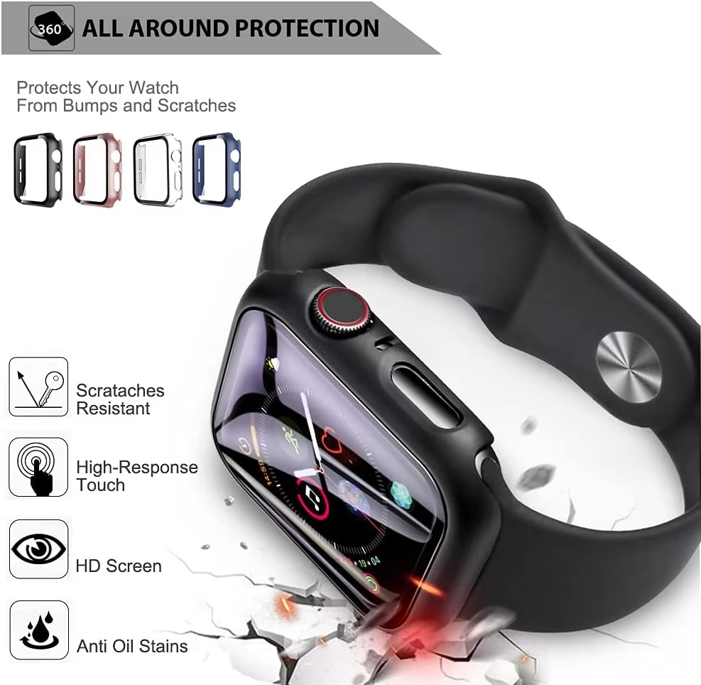 BEISOKY Multi Colors Smart Watch Full Screen Protector Cover Matte Waterproof Case