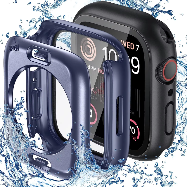 BEISOKY 360° waterproof smart watch case glass screen protector for Apple watch