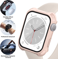 BEISOKY Waterproof PC Matte Watch case with Tempered Glass Protective Film for Apple Watch