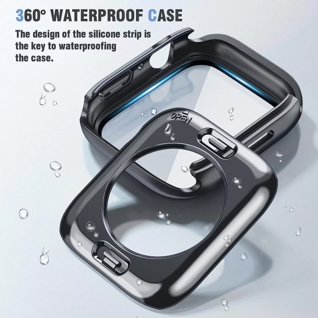 BEISOKY 360° waterproof smart watch case glass screen protector for Apple watch