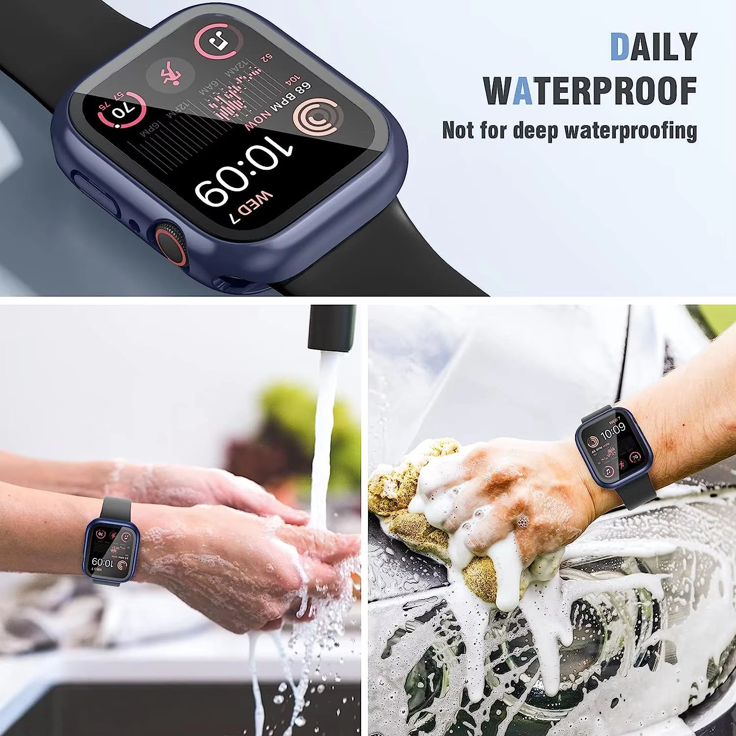 BEISOKY 360° waterproof smart watch case glass screen protector for Apple watch