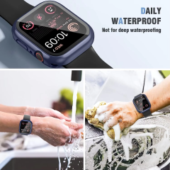 BEISOKY 360° waterproof smart watch case glass screen protector for Apple watch
