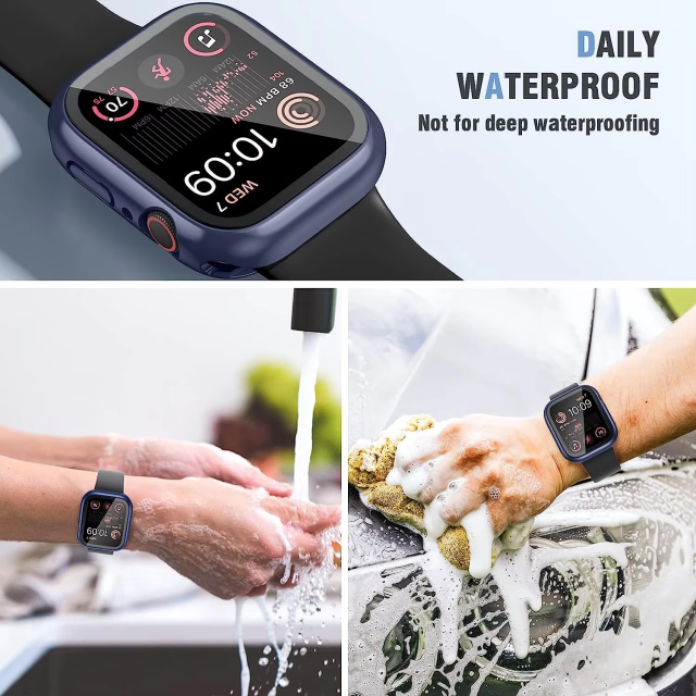 BEISOKY 360° waterproof smart watch case glass screen protector for Apple watch