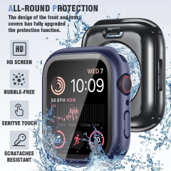 BEISOKY 360° waterproof smart watch case glass screen protector for Apple watch