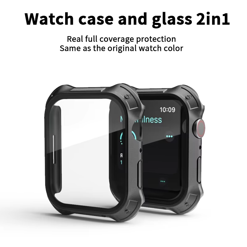 BEISOKY Tempered Film With Case Smart Watch Glass Screen Protector for Apple watch 10 41Mm 42mm 44mm 46mm 45Mm