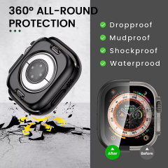 BEISOKY 360° waterproof smart watch case glass screen protector for Apple watch