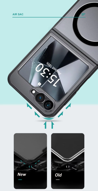 Wlons Shockproof  Magnetic Clear Case for Samsung Galaxy Z Flip 6 Wireless Charger Cover
