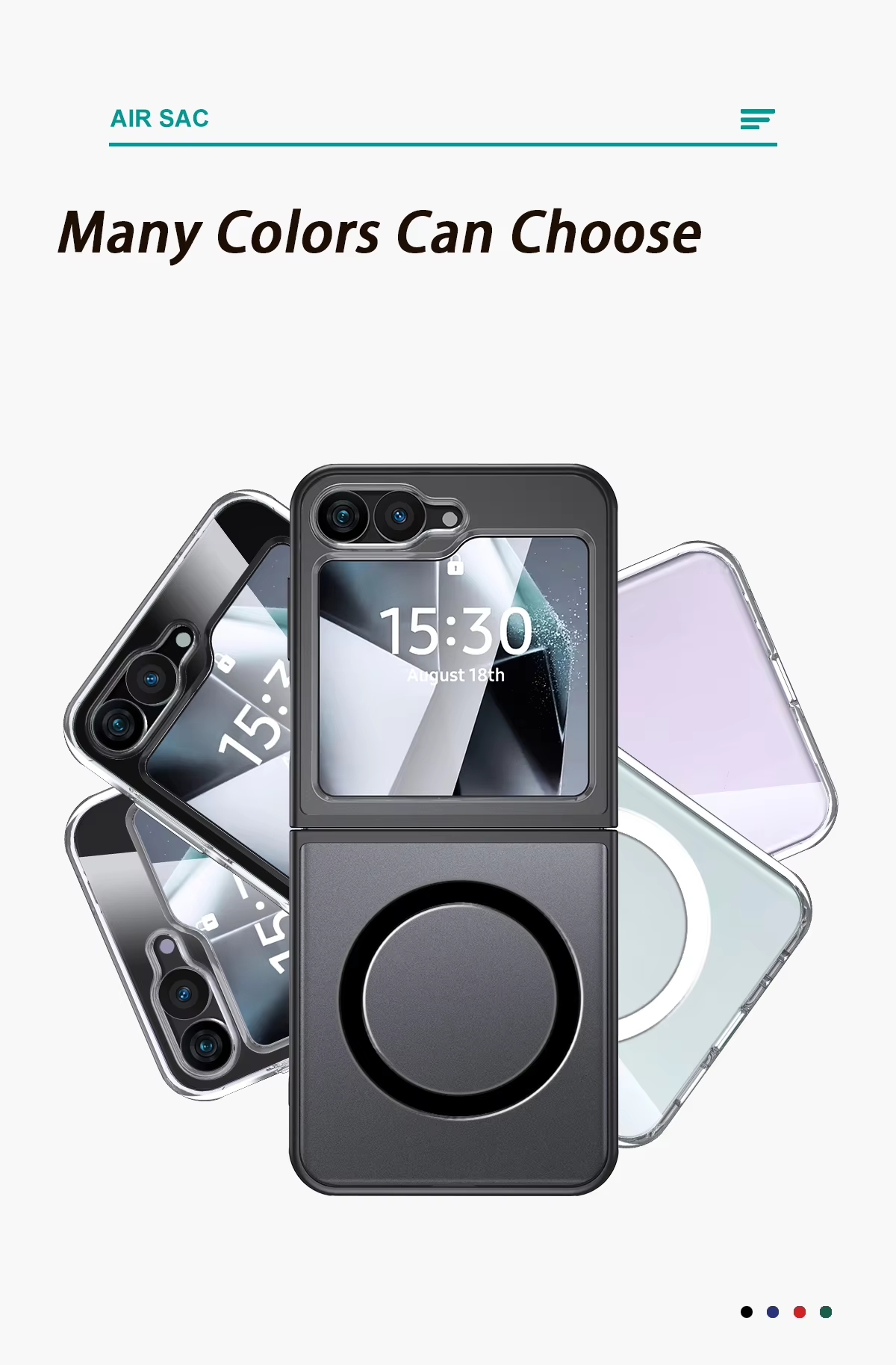 Wlons Shockproof  Magnetic Clear Case for Samsung Galaxy Z Flip 6 Wireless Charger Cover