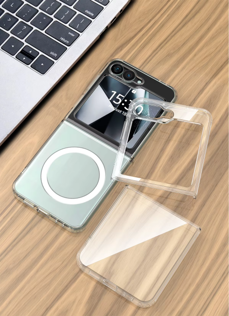 Wlons Shockproof  Magnetic Clear Case for Samsung Galaxy Z Flip 6 Wireless Charger Cover