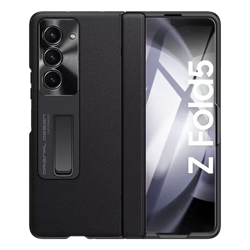 Wlons Shockproof Full Cover With Front Glass Folding Cover with Hinge PU Leather Kickstand Phone Case for Samsung Galaxy Z Fold 6 5