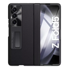 Wlons Shockproof Full Cover With Front Glass Folding Cover with Hinge PU Leather Kickstand Phone Case for Samsung Galaxy Z Fold 6 5
