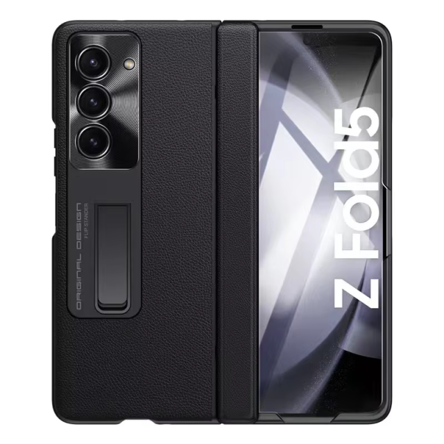 Wlons Shockproof Full Cover With Front Glass Folding Cover with Hinge PU Leather Kickstand Phone Case for Samsung Galaxy Z Fold 6 5