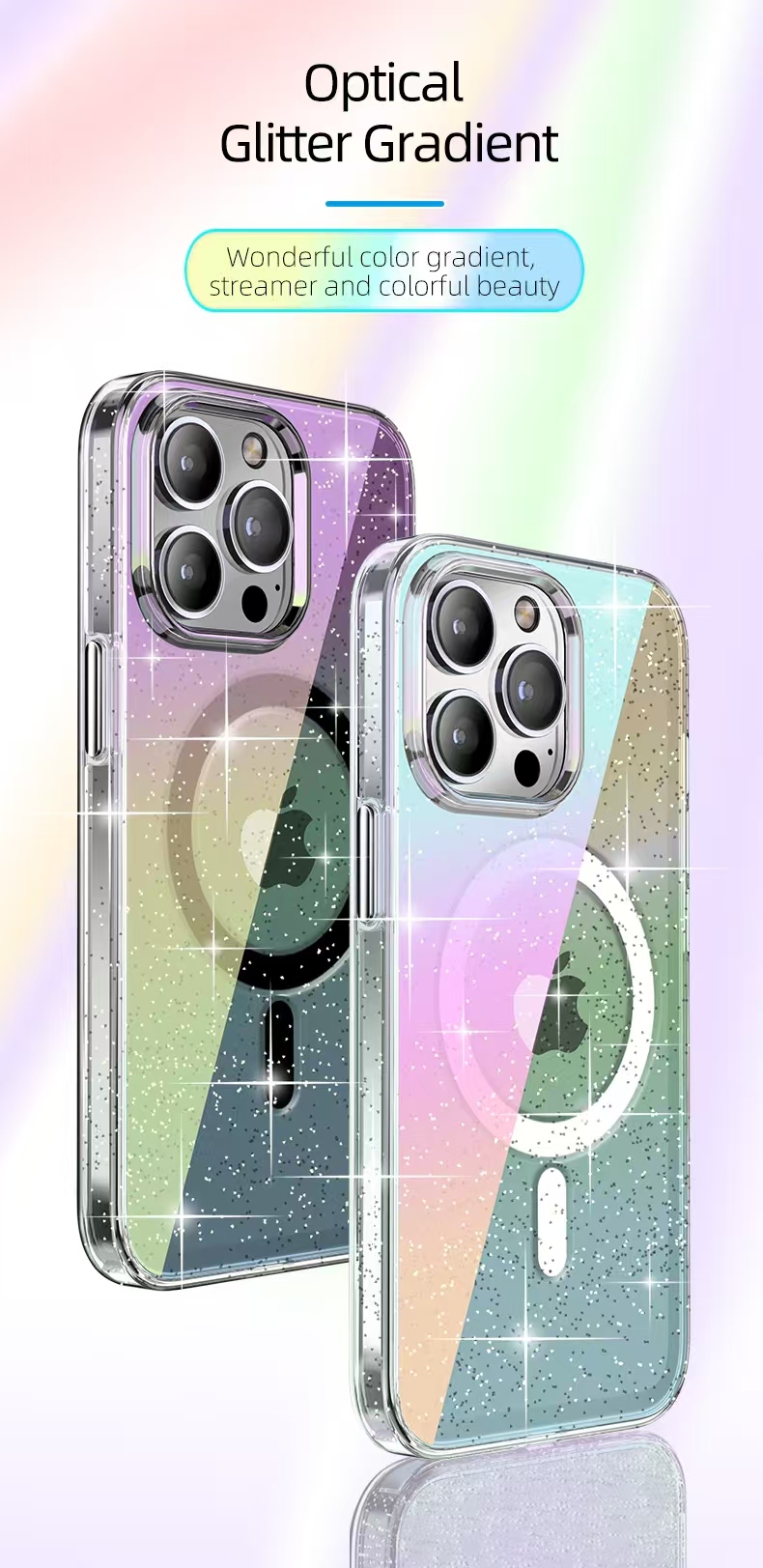 Wlons Mobile Gradient Glitter Magnetic Phone Case