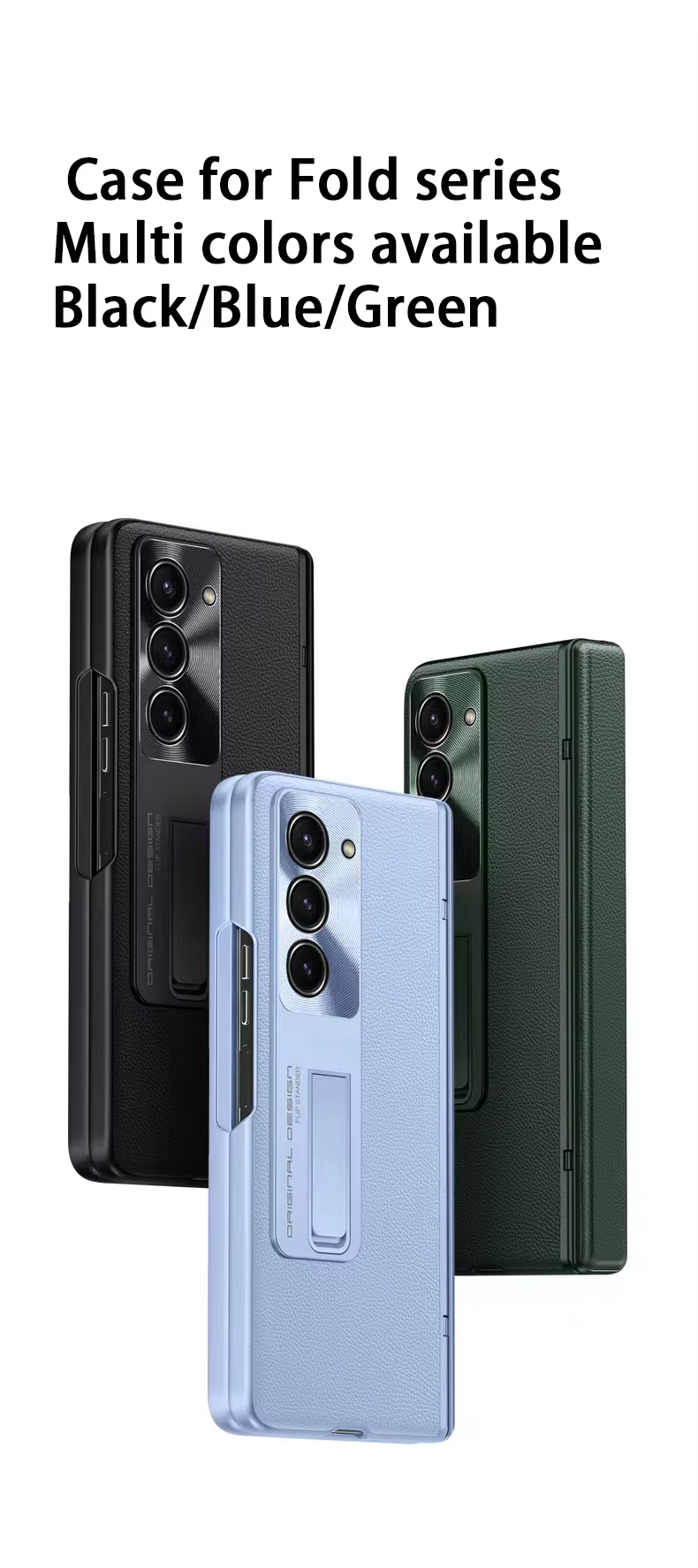Wlons Shockproof Full Cover With Front Glass Folding Cover with Hinge PU Leather Kickstand Phone Case for Samsung Galaxy Z Fold 6 5