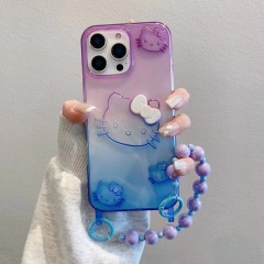 BEISOKY Rainbow Gradient Cute Kitty Cat Hand Strap Cute Cat Phone Cases