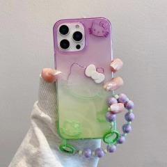 BEISOKY Rainbow Gradient Cute Kitty Cat Hand Strap Cute Cat Phone Cases