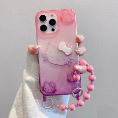 BEISOKY Rainbow Gradient Cute Kitty Cat Hand Strap Cute Cat Phone Cases