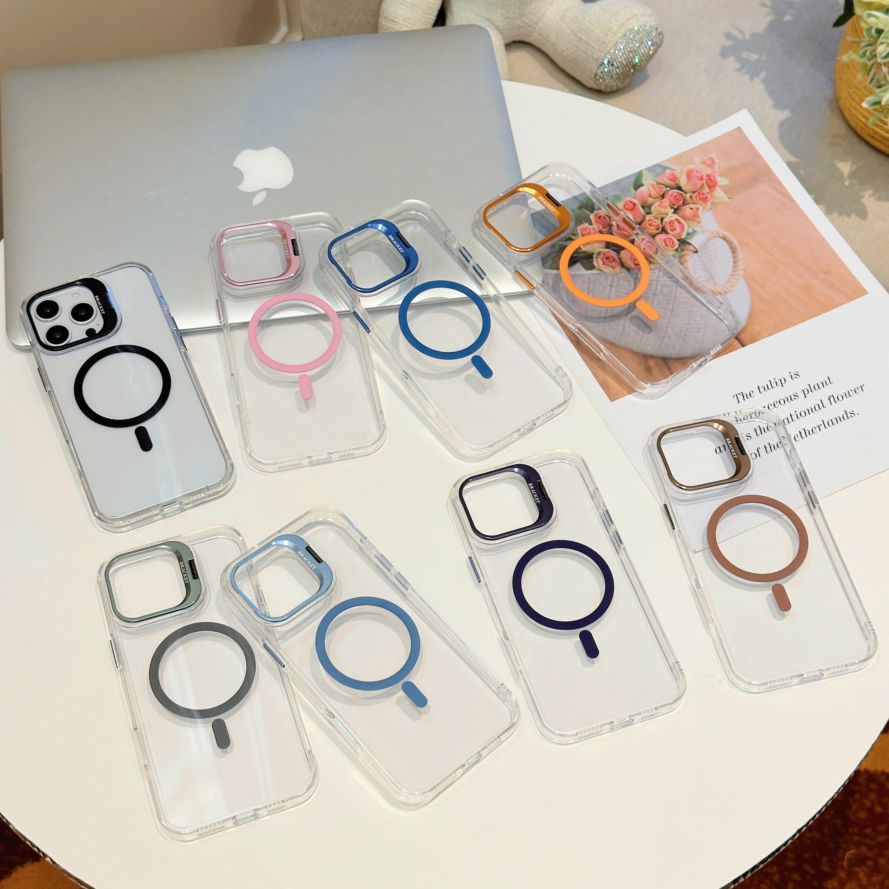 BEISOKY Invisible Bracket Hard Acrylic Shockproof  Wireless Charging Magnetic Phone Case