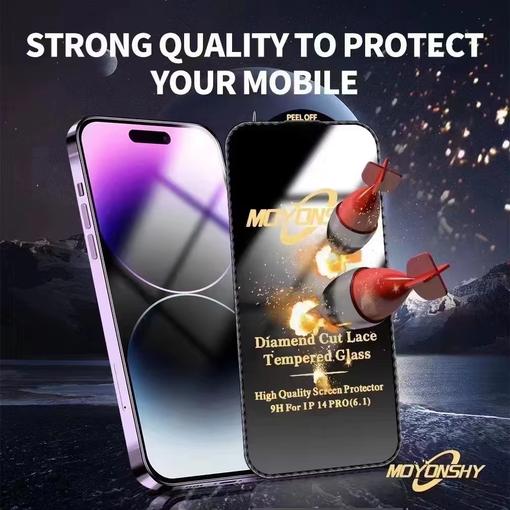 BEISOKY Diamond Cut Lace Mobile Phone Tempered Glass Screen Protector