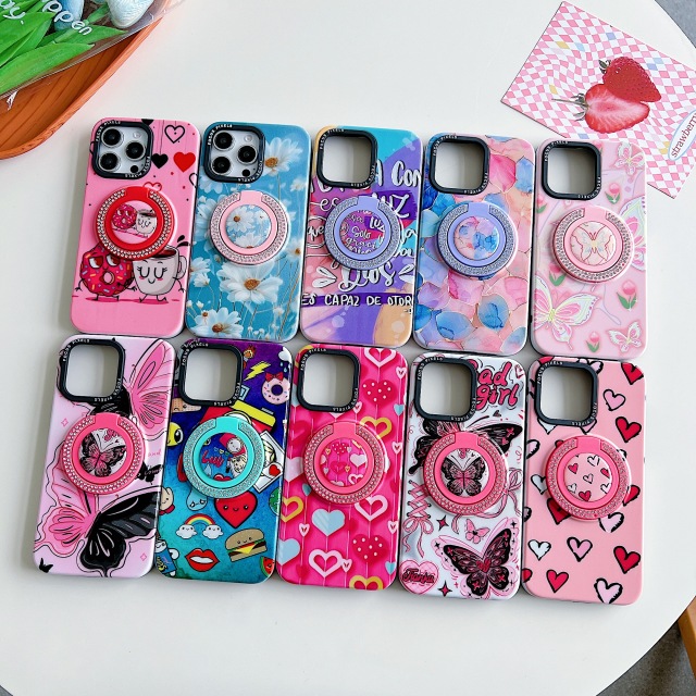 BEISOKY Ladies Design Luxury Diamond Ring Holder Kickstand Phone Case
