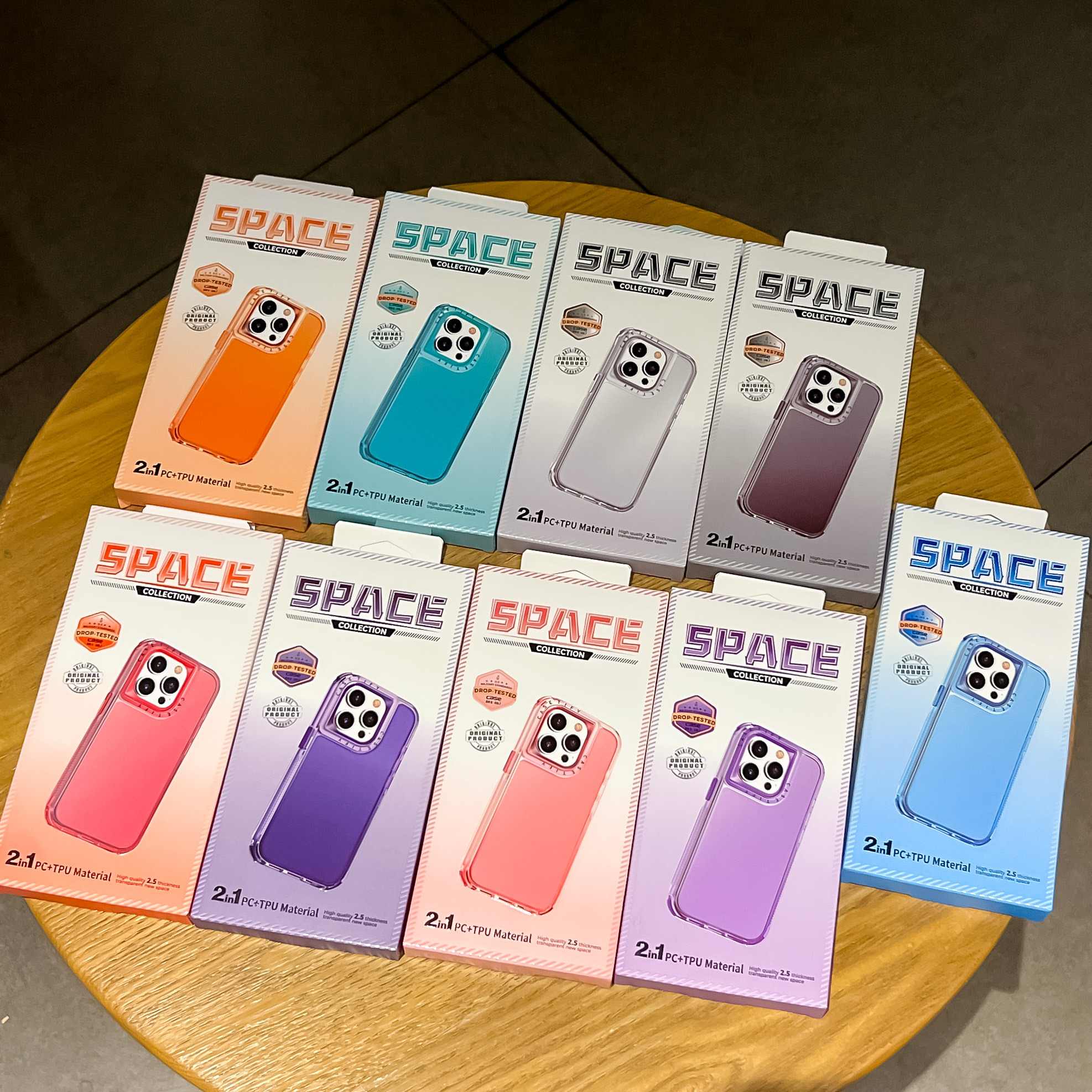 BEISOKY 2 in 1 Color Shockproof Transparent Acrylic Space Phone Case