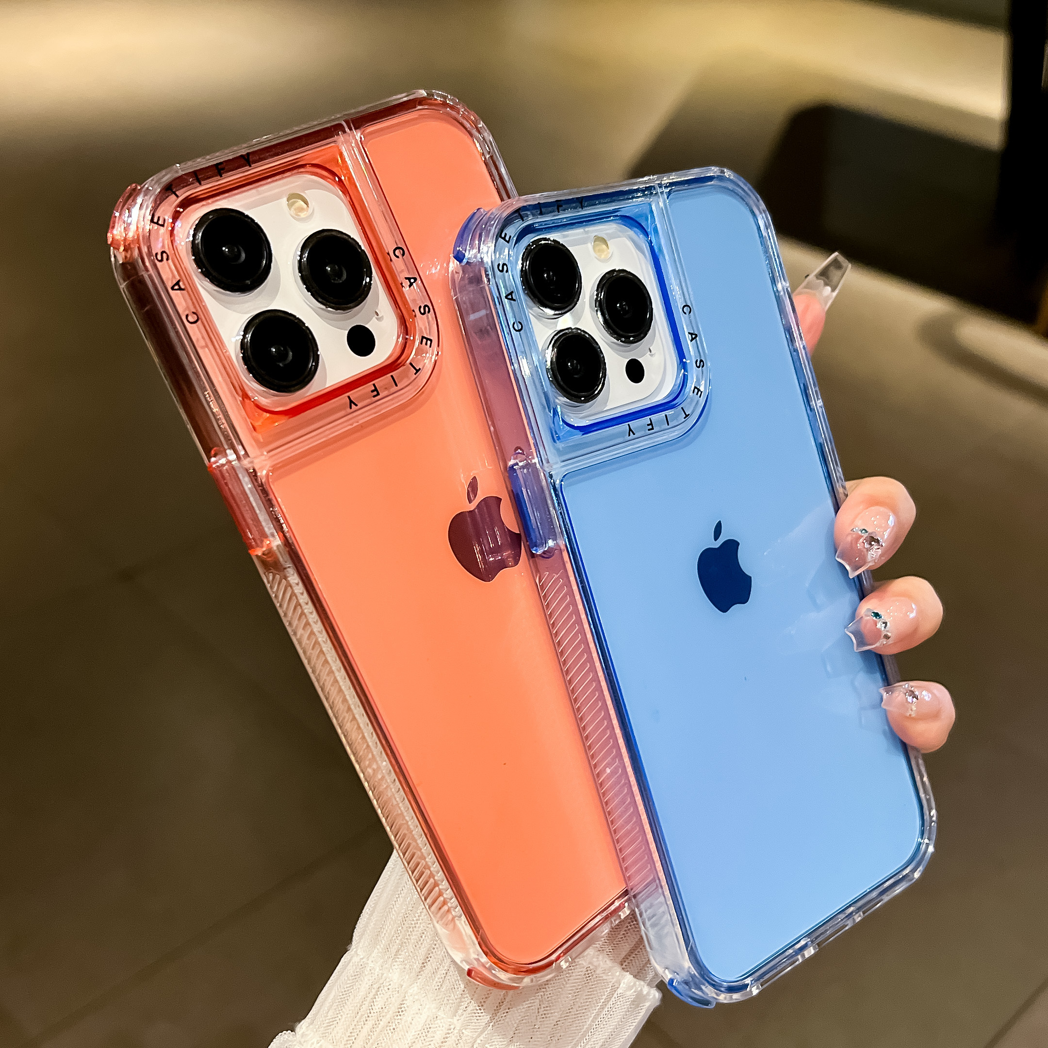 BEISOKY 2 in 1 Color Shockproof Transparent Acrylic Space Phone Case