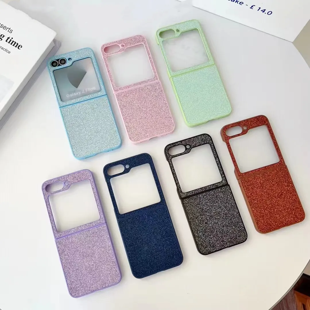 BEISOKY Colorful Luxury Glitter Ultra Slim Shockproof Bling Folding Phone Case for Samsung Galaxy Z Flip 6 5 4 3