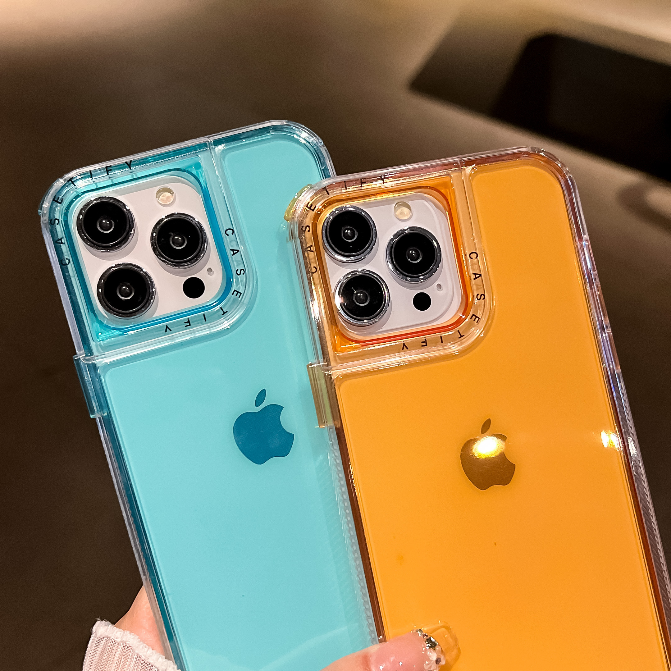 BEISOKY 2 in 1 Color Shockproof Transparent Acrylic Space Phone Case