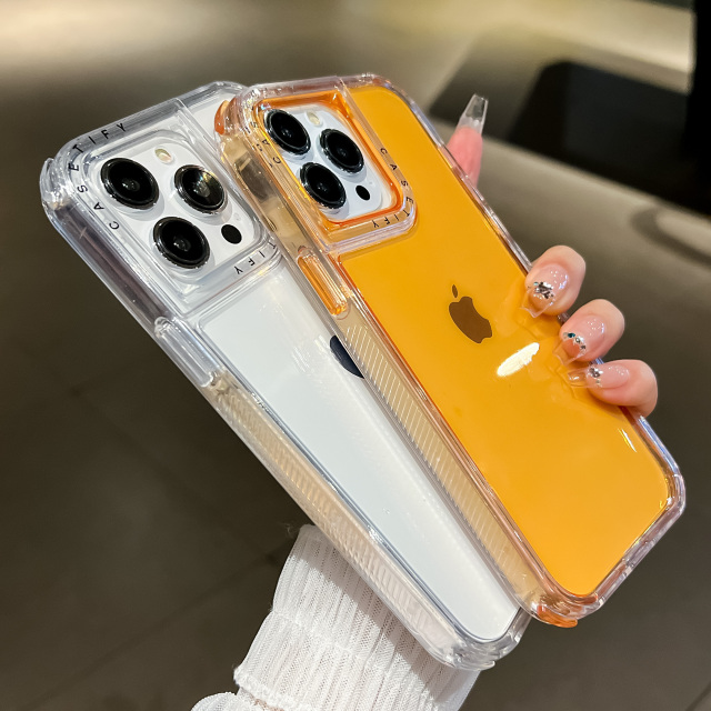 BEISOKY 2 in 1 Color Shockproof Transparent Acrylic Space Phone Case