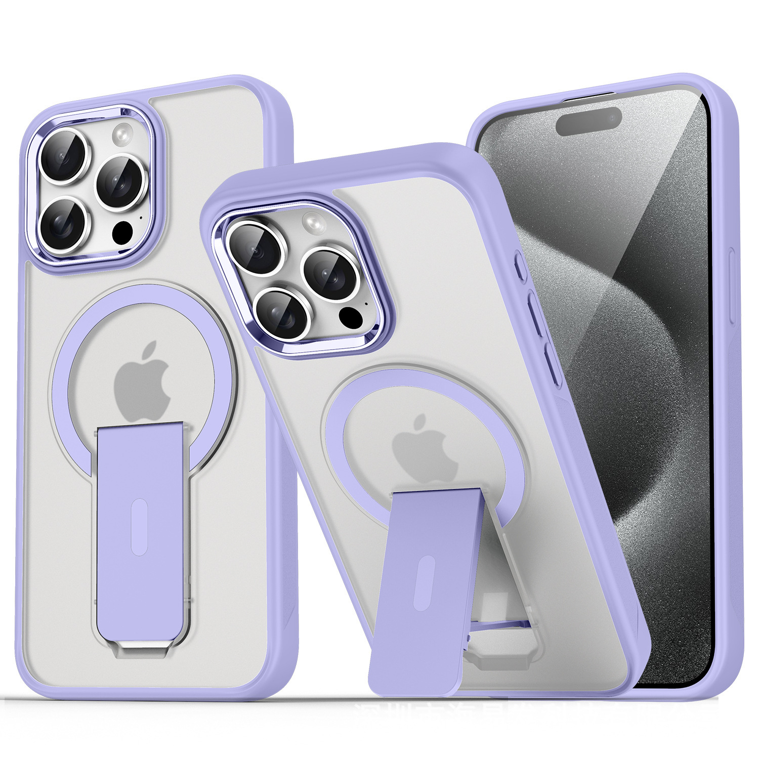 BEISOKY Matte Camera Metal Frame Frosted Shockproof Invisible Stand Magnetic Phone Cover