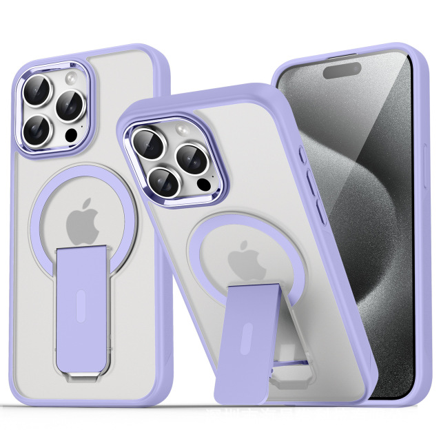 BEISOKY Matte Camera Metal Frame Frosted Shockproof Invisible Stand Magnetic Phone Cover